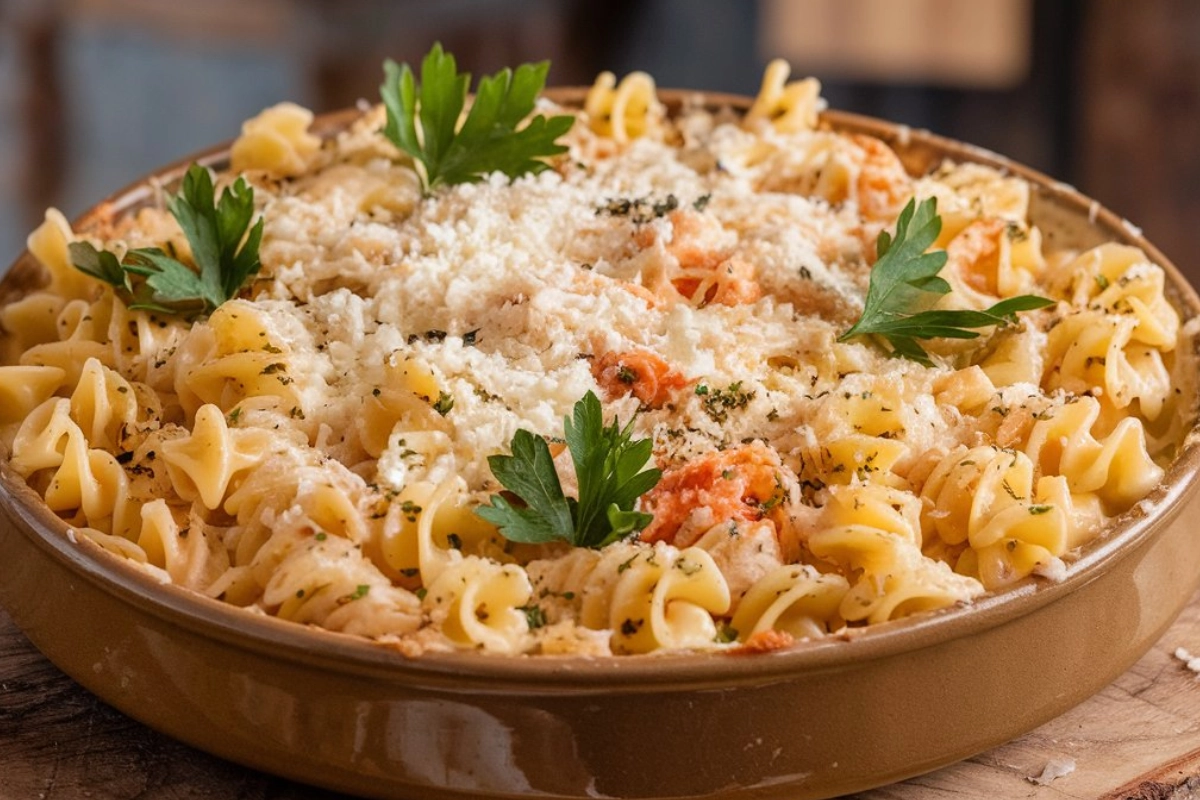 Garlic Parmesan pasta bake